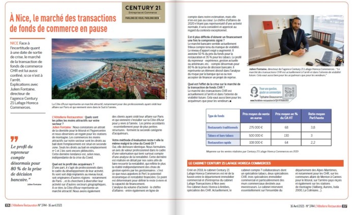 LE MARCHE DES TRANSACTIONS DE FONDS DE COMMERCE AVEC L'HOTELLERIE RESTAURATION